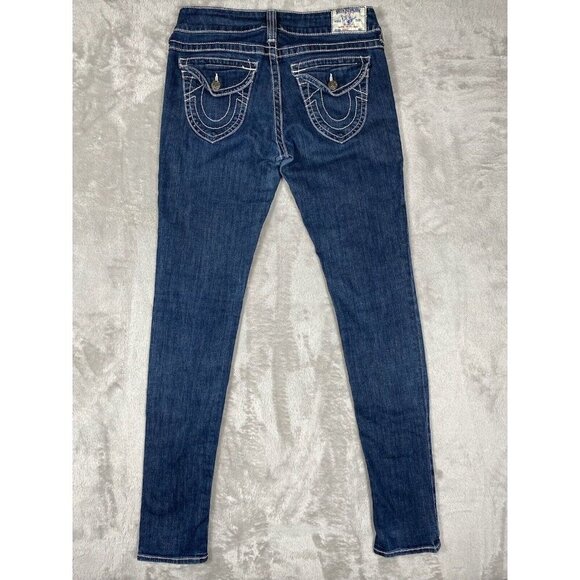 True Religion Women’s Jeans Size 30 Made in USA Low-Rise Skinny Dark Wash Denim - Picture 2 of 13